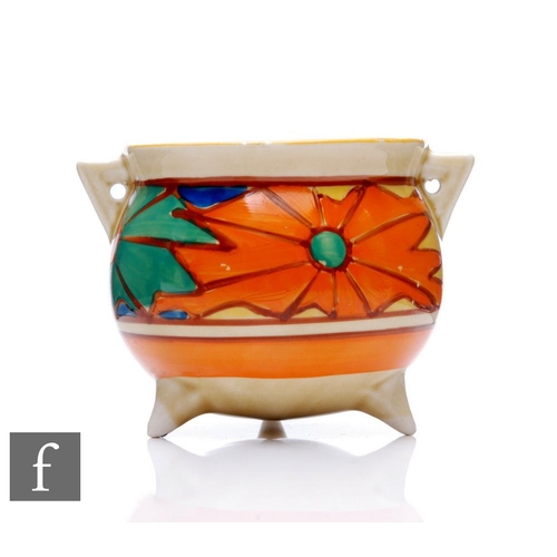 319 - Clarice Cliff - Umbrellas - A cauldron circa 1929, hand painted with panels starburst motifs with ye... 