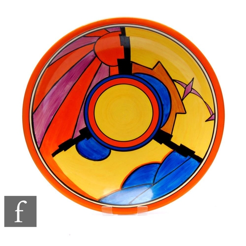 322 - Clarice Cliff - Sunray (Night & Day) - A large circular dish form charger circa 1930, radially h... 