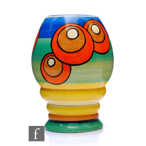 323 - Clarice Cliff - Bowling - A shape 362 vase circa 1930, hand painted with stylised bowling balls on o... 