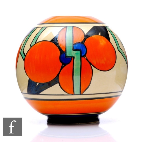 324 - Clarice Cliff - Picasso Flower (Orange) - A shape 370 Globe vase circa 1929/30, the body decorated w... 