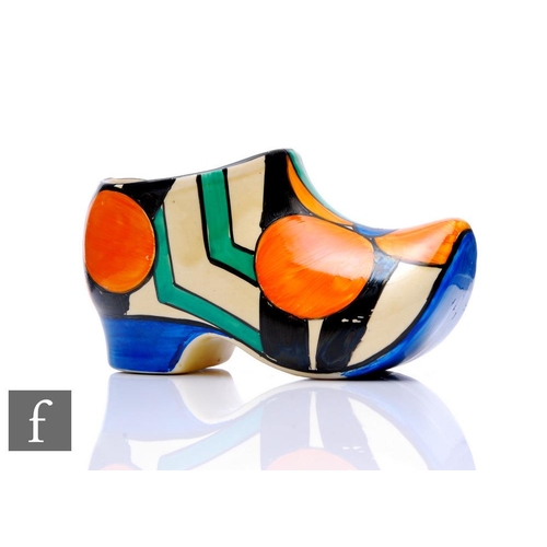 325 - Clarice Cliff - Picasso Flower (Orange) - A large Sabot or clog circa 1929/30, hand painted with pan... 