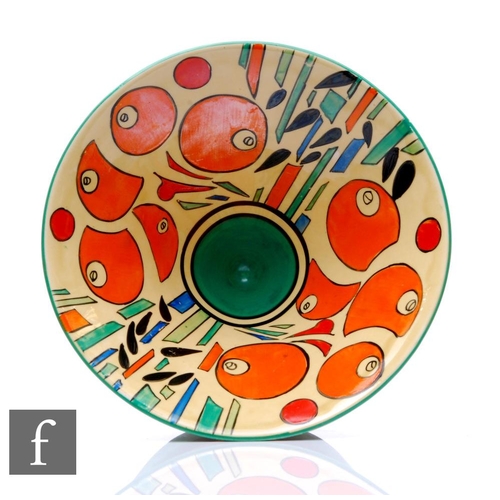 331 - Clarice Cliff - Orange Battle - A shape 352 footed Conical bowl circa 1930, the interior hand painte... 