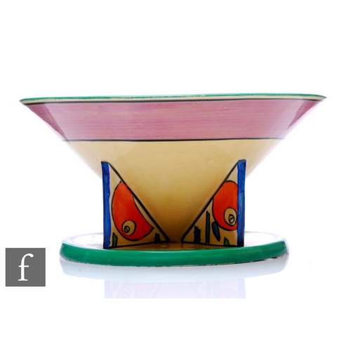 331 - Clarice Cliff - Orange Battle - A shape 352 footed Conical bowl circa 1930, the interior hand painte... 