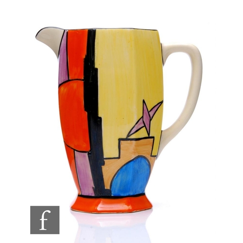 352 - Clarice Cliff - Sunray (Night & Day) - An Athens shape jug circa 1930, hand painted with an abst... 