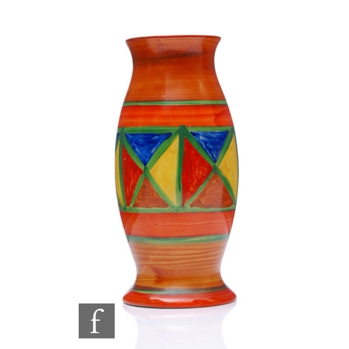 353 - Clarice Cliff - Original Bizarre - An early shape 267 vase circa 1927, hand painted with a band of t... 