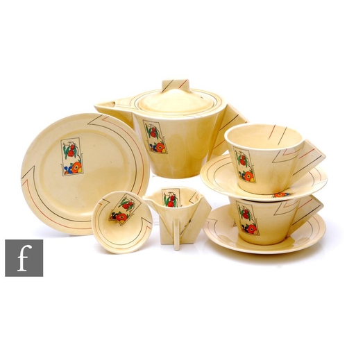 397 - Clarice Cliff - Moderne Odette - A Conical shape early morning breakfast circa 1929/30, transfer pri... 