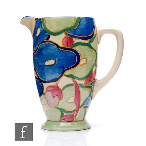 404 - Clarice Cliff - Blue Chintz - A Coronet shape jug circa 1932, hand painted with stylised flowers and... 