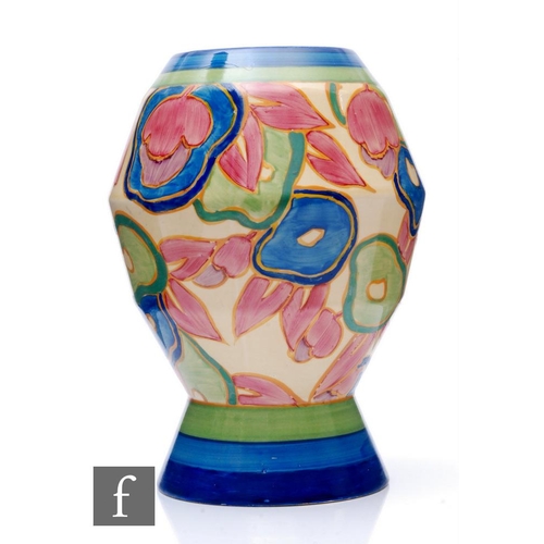 405 - Clarice Cliff - Blue Chintz - A shape 365 vase circa 1930, hand painted with stylised flowers and fo... 