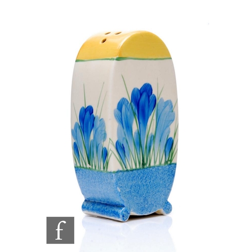 409 - Clarice Cliff - Blue Crocus - A Bon Jour shape sugar sifter circa 1932, hand painted with tonal blue... 