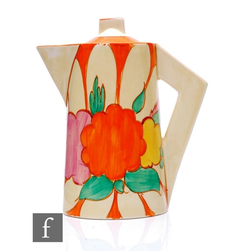 425 - Clarice Cliff - Fruitburst - A Conical shape coffee pot circa 1931, hand painted with stylised flowe... 