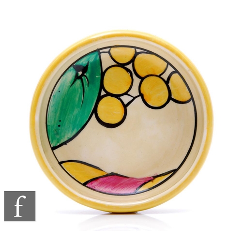 431 - Clarice Cliff - Apples - A large circular pin dish circa 1930, hand painted with a section of the de... 