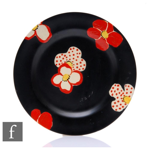 440 - Clarice Cliff - Midnight Flower - A 9 inch circular plate circa 1932, hand painted in an unrecorded ... 