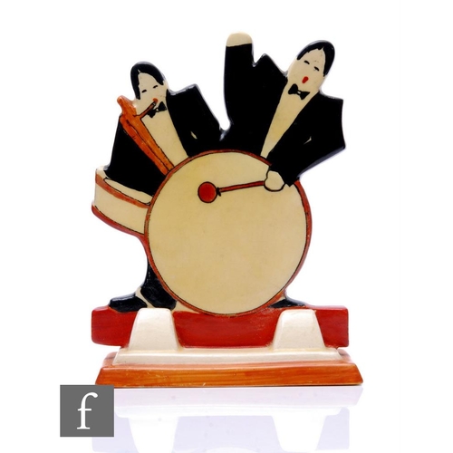 461 - Clarice Cliff - Age of Jazz - A figural group modelled as two musicians, one playing the drums, one ... 