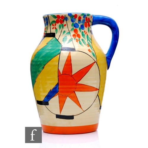 464 - Clarice Cliff - Chinese Lanterns - A single handled Lotus jug circa 1929, hand painted with a group ... 