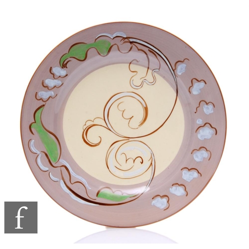 472 - Clarice Cliff - Allan Walton - Swirls - A large circular plate for the 1934 Harrods Modern Art for t... 