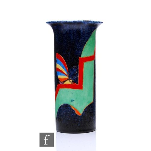 482 - Clarice Cliff - Clovre Butterfly - A shape 195 vase circa 1930, hand painted with stylised butterfli... 