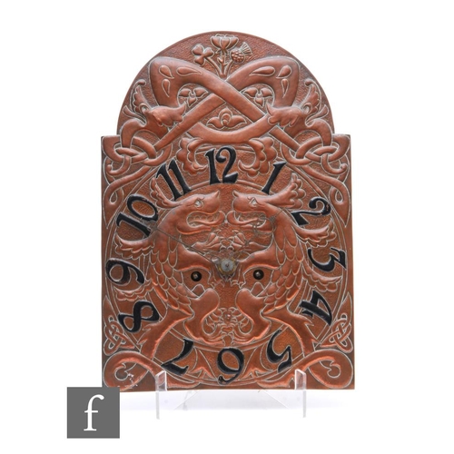 64 - John Williams - Fivemiletown - Co Tyrone - An early 20th Century copper wall clock, the face repouss... 