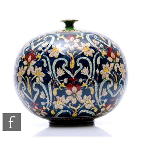 86 - Royal Bonn - Liberty & Co - A large vase of compressed ovoid form decorated in the Persian taste... 