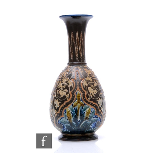 92 - Elanor Tosen - Doulton Lambeth - A large late 19th Century stoneware vase of footed, tapered ovoid f... 