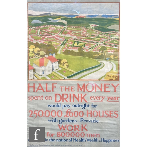 665 - After J. Ramsay Armstrong - A Friend's Temperance Union, London poster 'Half the Money Spent on Drin... 