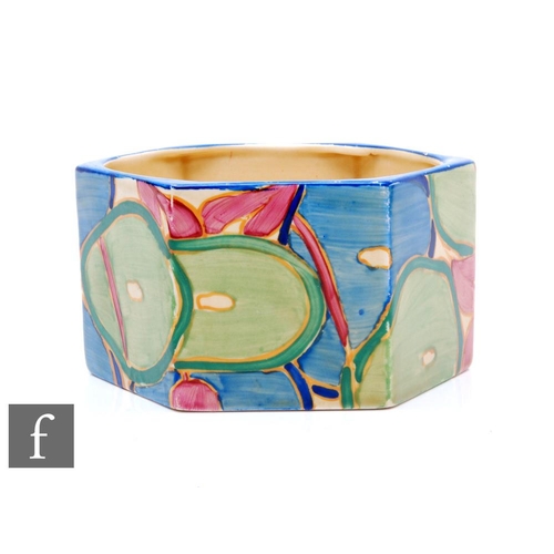 456 - Clarice Cliff - Blue Chintz - An octagonal planter or bulb pot circa 1932, hand painted with stylise... 