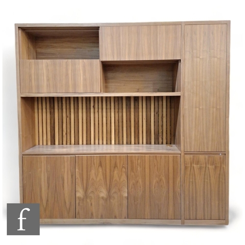 1124 - Langfords Bespoke Cabinet Makers - A contemporary design desk  of rectangular section with L form lo... 