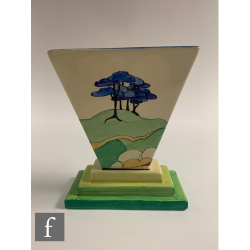 240 - Clarice Cliff - Blue Firs - A shape 642 vase circa 1933, of flared rectangular form with a stepped r... 