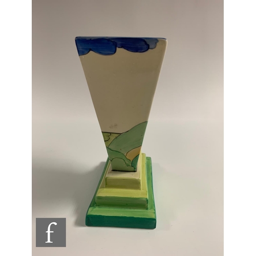 240 - Clarice Cliff - Blue Firs - A shape 642 vase circa 1933, of flared rectangular form with a stepped r... 