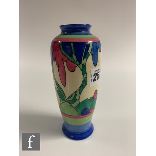 257 - Clarice Cliff - Rudyard - A shape 186 vase circa 1933, hand painted with a stylised tree landscape w... 