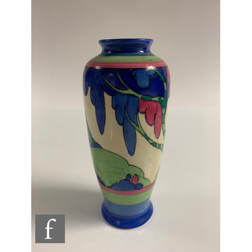 257 - Clarice Cliff - Rudyard - A shape 186 vase circa 1933, hand painted with a stylised tree landscape w... 