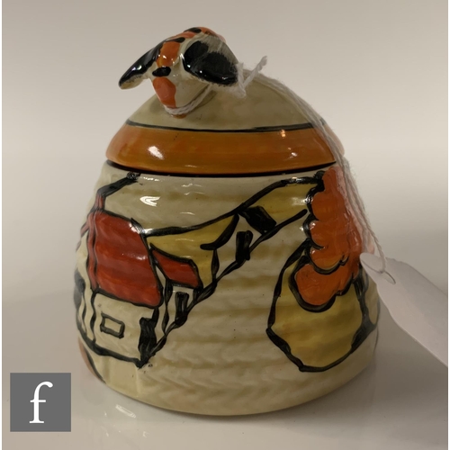 276 - Clarice Cliff - House & Bridge - A small beehive honey pot circa 1932, hand painted in the House... 