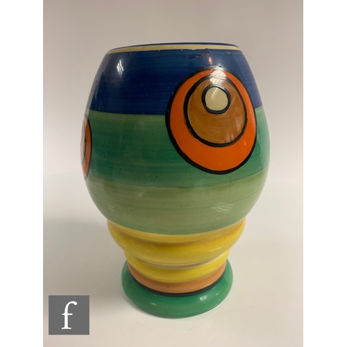 323 - Clarice Cliff - Bowling - A shape 362 vase circa 1930, hand painted with stylised bowling balls on o... 