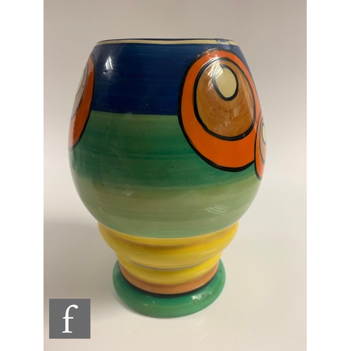 323 - Clarice Cliff - Bowling - A shape 362 vase circa 1930, hand painted with stylised bowling balls on o... 