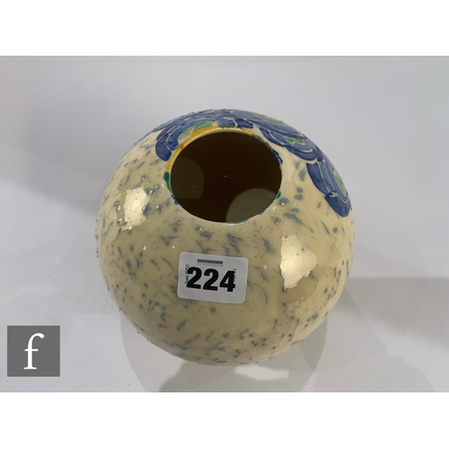 224 - Clarice Cliff - Patina Tree Blue - A shape 370 Globe vase circa 1931, hand painted with a stylised f... 