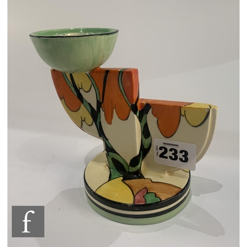 233 - Clarice Cliff - Honolulu - A single shape 610 candlestick circa 1933, hand painted in the Honolulu p... 