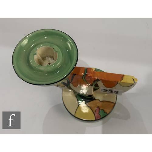 233 - Clarice Cliff - Honolulu - A single shape 610 candlestick circa 1933, hand painted in the Honolulu p... 