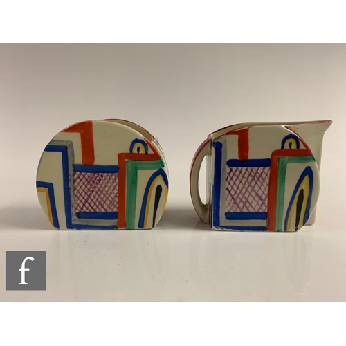 332 - Clarice Cliff - Tennis - A matched Stamford shape early morning breakfast set circa 1930, comprising... 