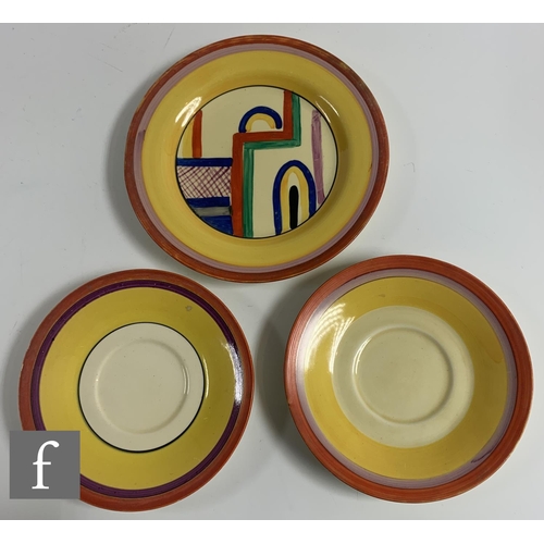 332 - Clarice Cliff - Tennis - A matched Stamford shape early morning breakfast set circa 1930, comprising... 