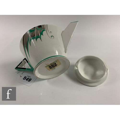 549 - AMENDED DESCRIPTION - Eric Slater - Shelley - A 1930s Art Deco Shelley Mode shape breakfast set deco... 