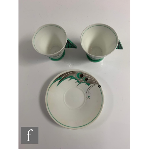 549 - AMENDED DESCRIPTION - Eric Slater - Shelley - A 1930s Art Deco Shelley Mode shape breakfast set deco... 