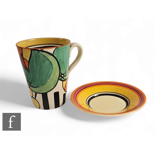 432 - Clarice Cliff - Apples - A loop handled mug circa 1930, hand painted with a fruit and foliage with s... 