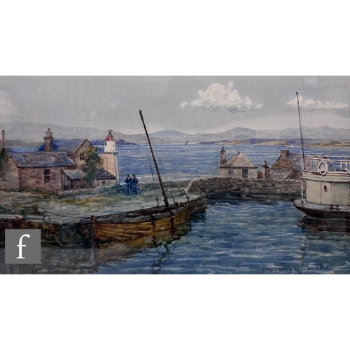 949 - P. MACGREGOR WILSON, R.S.W (1890-1928) - Fishing village harbour scene, watercolour, signed, framed,... 