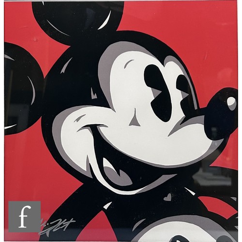 1085A - Allison Lefcort - 'Mickey Mouse', lithograph, signed with initials in ink, framed, 25cm x 25cm, fram... 