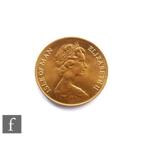 268 - Elizabeth II - A 1973 sovereign, Isle of Man, reverse Norse warrior on horseback.