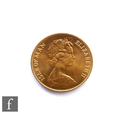 269 - Elizabeth II - A 1973 sovereign, Isle of Man, reverse Norse warrior on horseback.