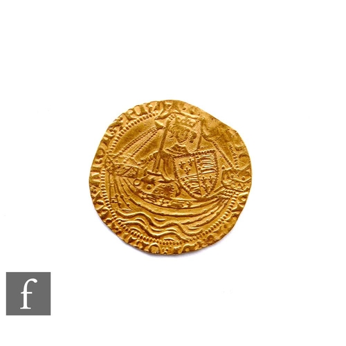 270 - Henry VI (1422-1461) - A gold half-noble, annulet issue (1422-1427), King standing facing ship holdi... 