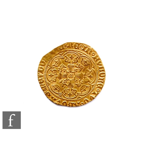 270 - Henry VI (1422-1461) - A gold half-noble, annulet issue (1422-1427), King standing facing ship holdi... 