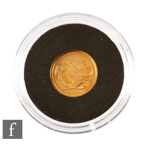 38 - Elizabeth II - A Gibraltar 2018 gold quarter sovereign, St George and The Dragon, with certificate a... 