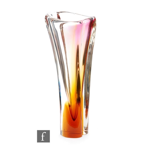 476 - A mid 20th Century Josef Rozinek for Borske Sklo Rainbow glass vase of organic tapering fo... 