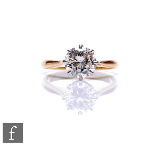 An 18ct hallmarked diamond solitaire ring, brilliant cut claw set diamond, weight approximately 1.20ct, colour F/G, clarity SI1, weight 2.8g, ring size I.
